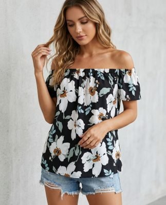 Blusa estampada con hombros descubiertos