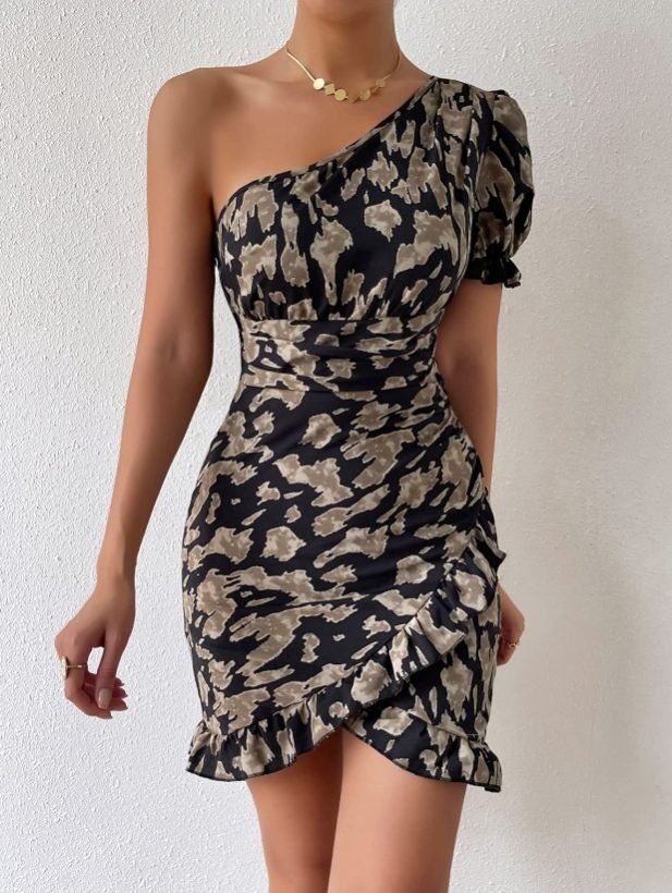 Vestido de una manga estampado 
