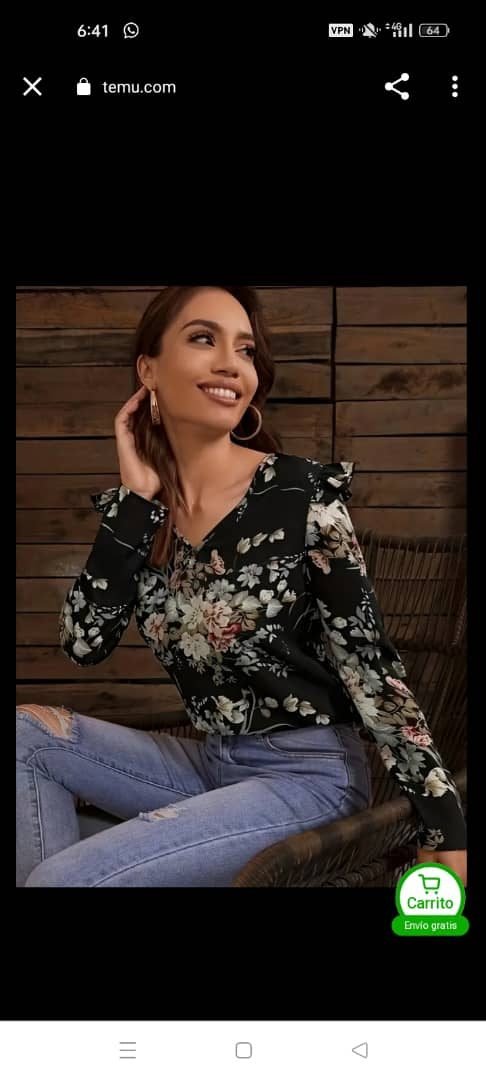 Blusa de mangas largas estampada 